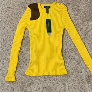 Ralph Lauren yellow long sleeves with shoulder pin